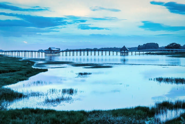 青森県　鶴の舞橋