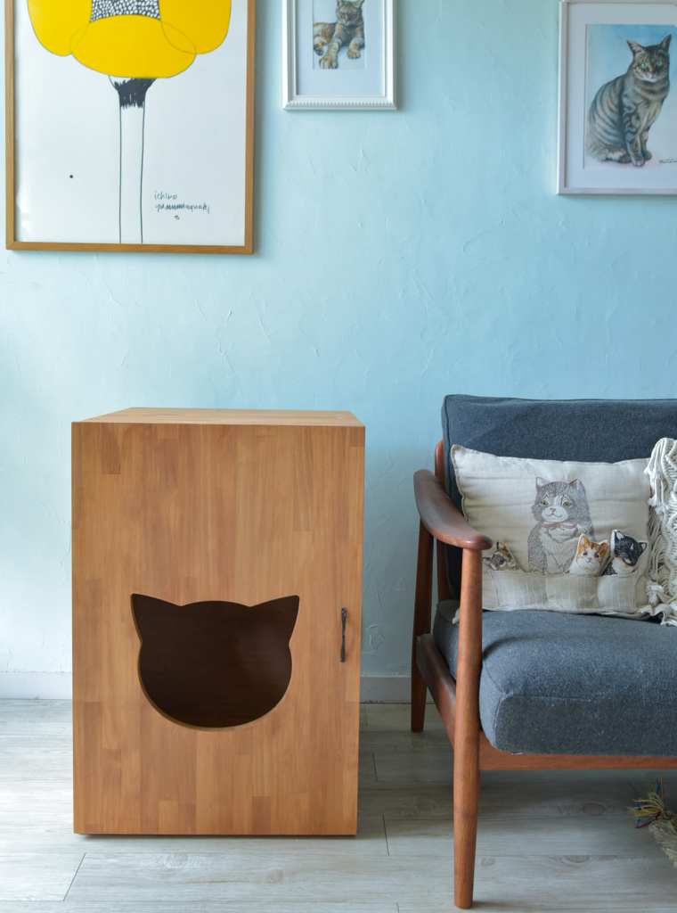 大容量収納付き猫のトイレカバーハウス